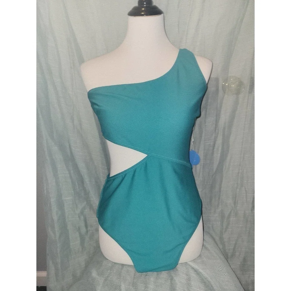 NWT Teal one piece, one shoulder Swimsuit, XL